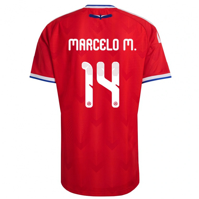 Danxen Niño Camiseta Chile Marcelo Morales #14 Rojo Blanco Azul 1ª Equipación 26-28 La Camisa