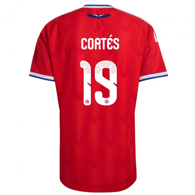Danxen Niño Camiseta Chile Jhon Cortés #19 Rojo Blanco Azul 1ª Equipación 26-28 La Camisa