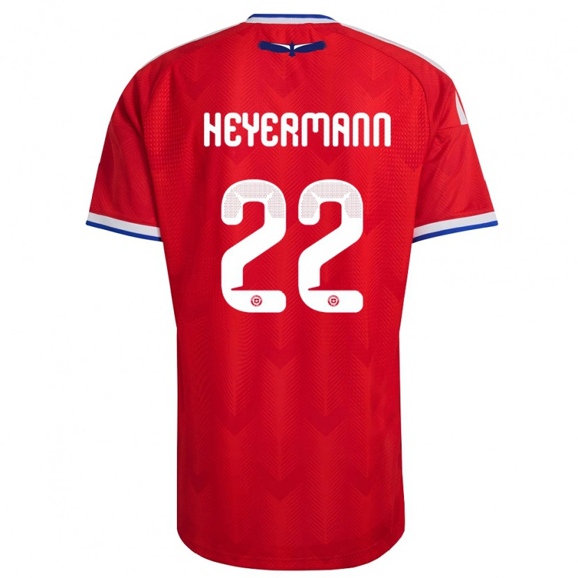 Danxen Niño Camiseta Chile Agustina Heyermann #22 Rojo Blanco Azul 1ª Equipación 26-28 La Camisa