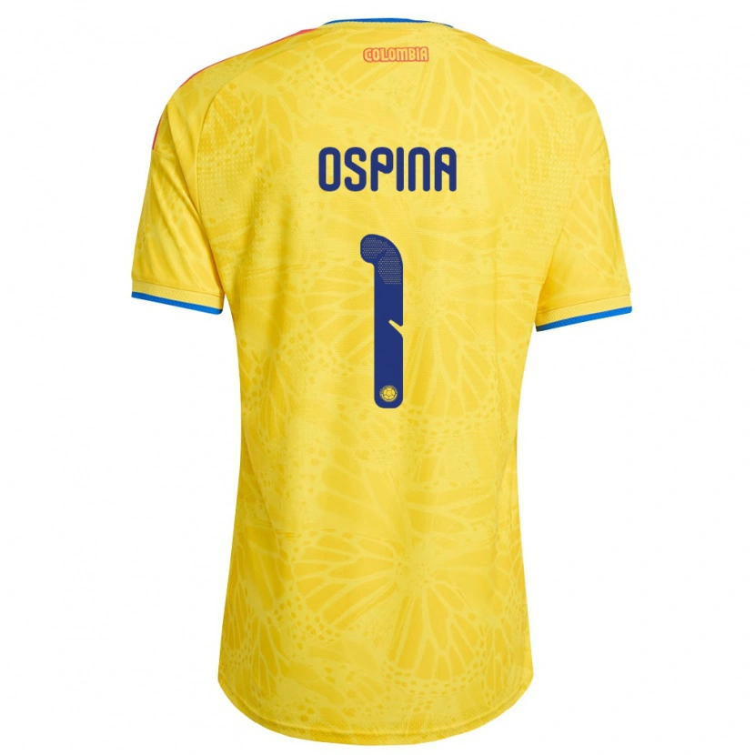 Danxen Niño Camiseta Colombia David Ospina #1 Amarillo Azul Rojo 1ª Equipación 26-28 La Camisa