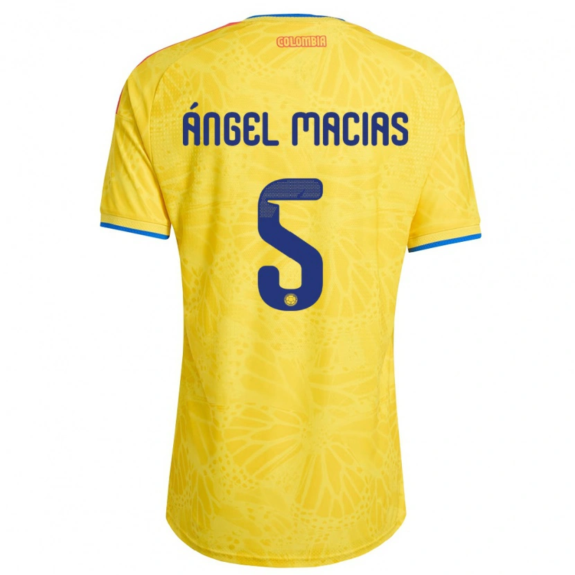 Danxen Niño Camiseta Colombia Criss Ángel Macias #5 Amarillo Azul Rojo 1ª Equipación 26-28 La Camisa