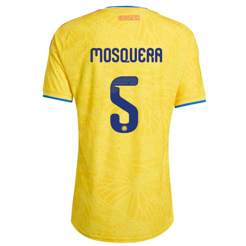 Danxen Niño Camiseta Colombia Adrían Mosquera #5 Amarillo Azul Rojo 1ª Equipación 26-28 La Camisa