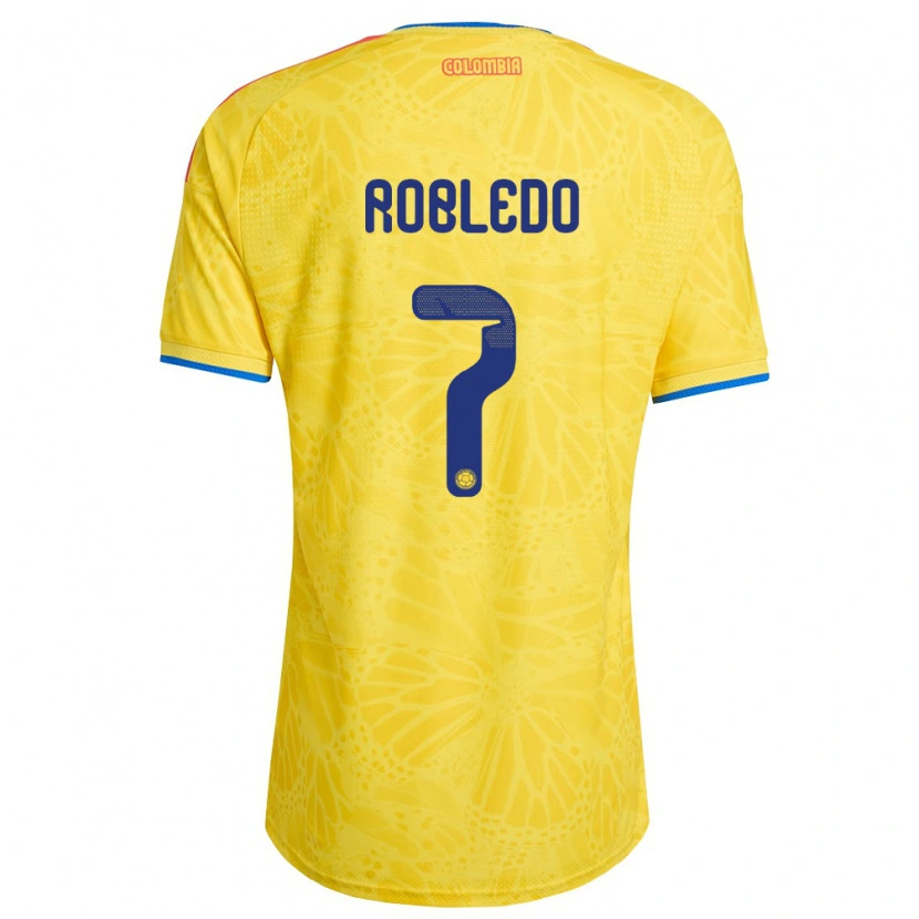 Danxen Niño Camiseta Colombia Gisela Robledo #7 Amarillo Azul Rojo 1ª Equipación 26-28 La Camisa