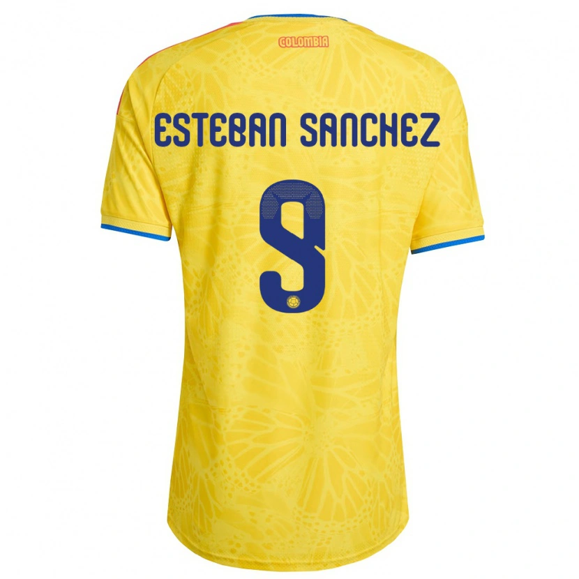 Danxen Niño Camiseta Colombia Juan Esteban Sánchez #9 Amarillo Azul Rojo 1ª Equipación 26-28 La Camisa