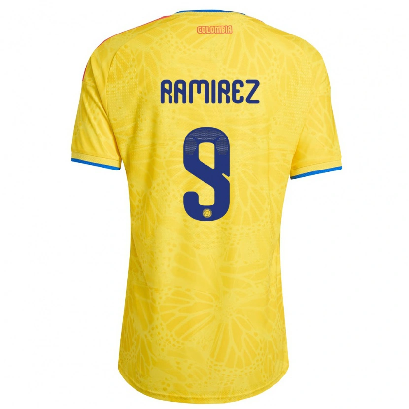 Danxen Niño Camiseta Colombia Mayra Ramírez #9 Amarillo Azul Rojo 1ª Equipación 26-28 La Camisa
