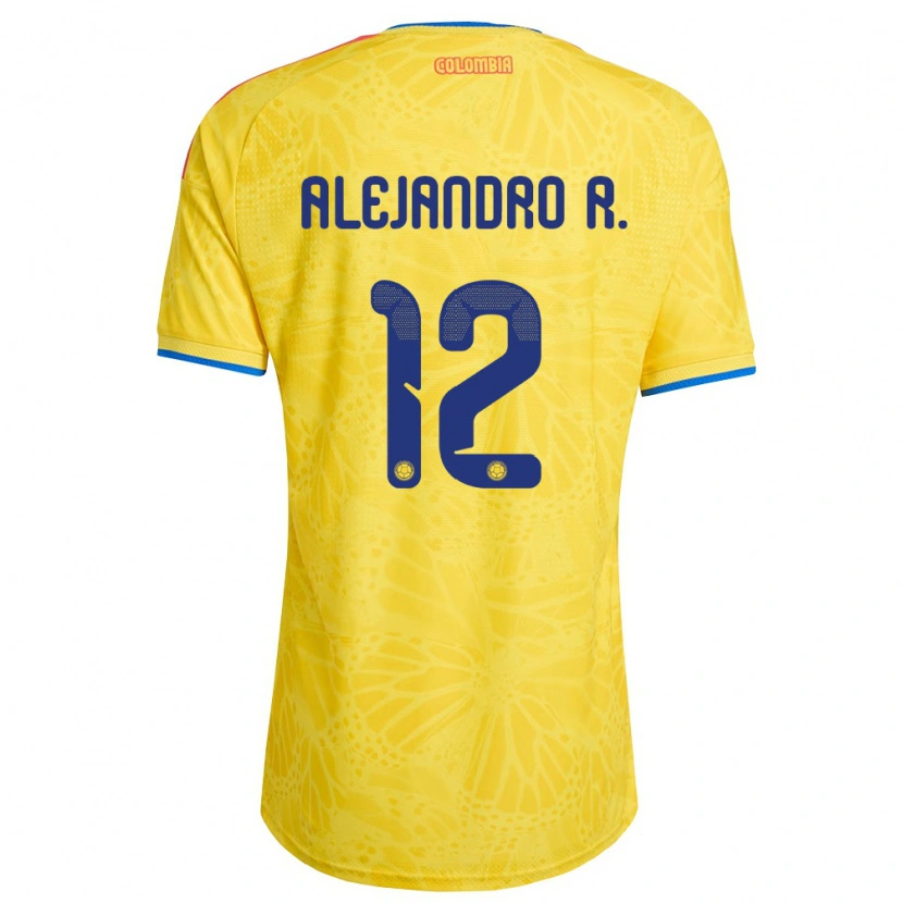 Danxen Niño Camiseta Colombia Alejandro Rodríguez #12 Amarillo Azul Rojo 1ª Equipación 26-28 La Camisa