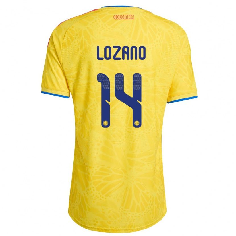Danxen Niño Camiseta Colombia Matías Lozano #14 Amarillo Azul Rojo 1ª Equipación 26-28 La Camisa