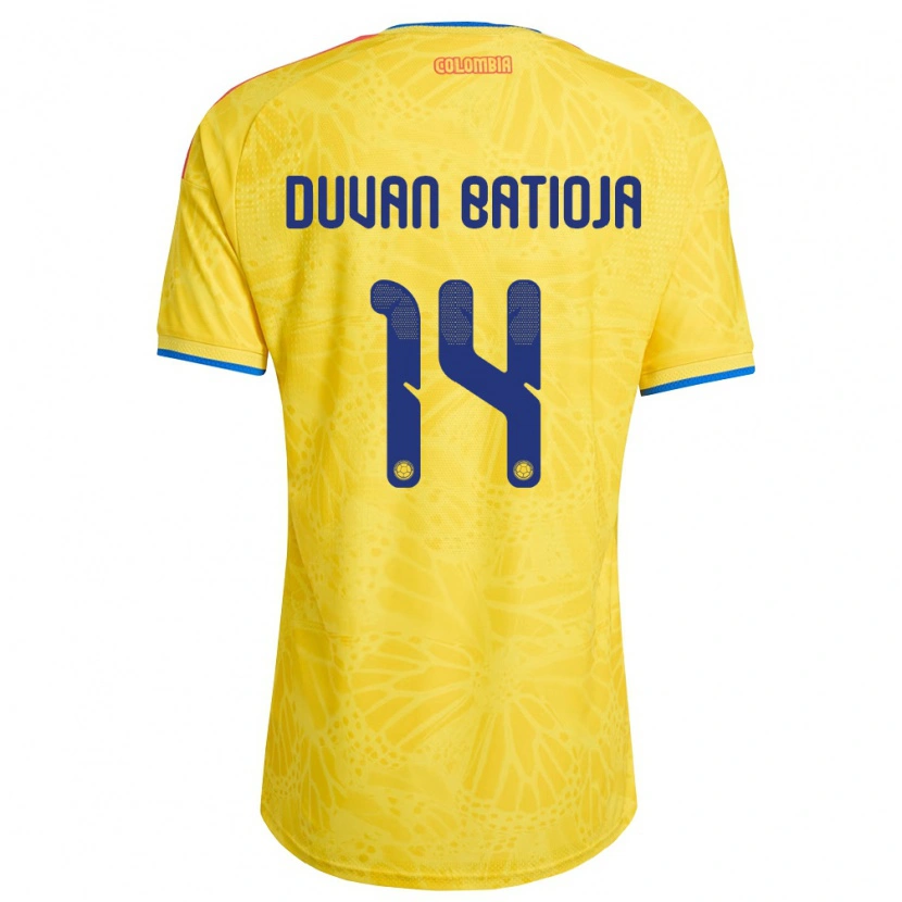 Danxen Niño Camiseta Colombia Andy Duván Batioja #14 Amarillo Azul Rojo 1ª Equipación 26-28 La Camisa