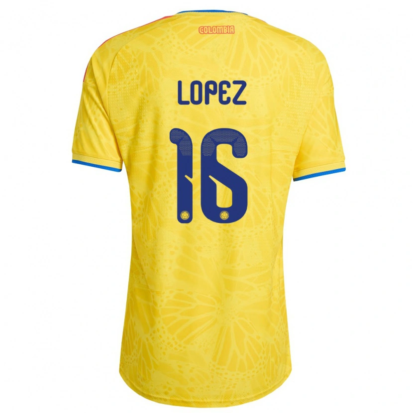 Danxen Niño Camiseta Colombia William López #16 Amarillo Azul Rojo 1ª Equipación 26-28 La Camisa