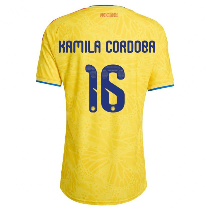 Danxen Niño Camiseta Colombia Sara Kamila Córdoba #16 Amarillo Azul Rojo 1ª Equipación 26-28 La Camisa
