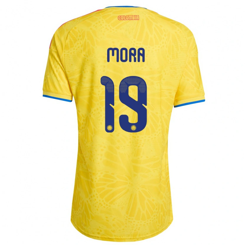 Danxen Niño Camiseta Colombia Ángel Mora #19 Amarillo Azul Rojo 1ª Equipación 26-28 La Camisa
