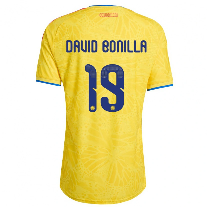Danxen Niño Camiseta Colombia Juan David Bonilla #19 Amarillo Azul Rojo 1ª Equipación 26-28 La Camisa