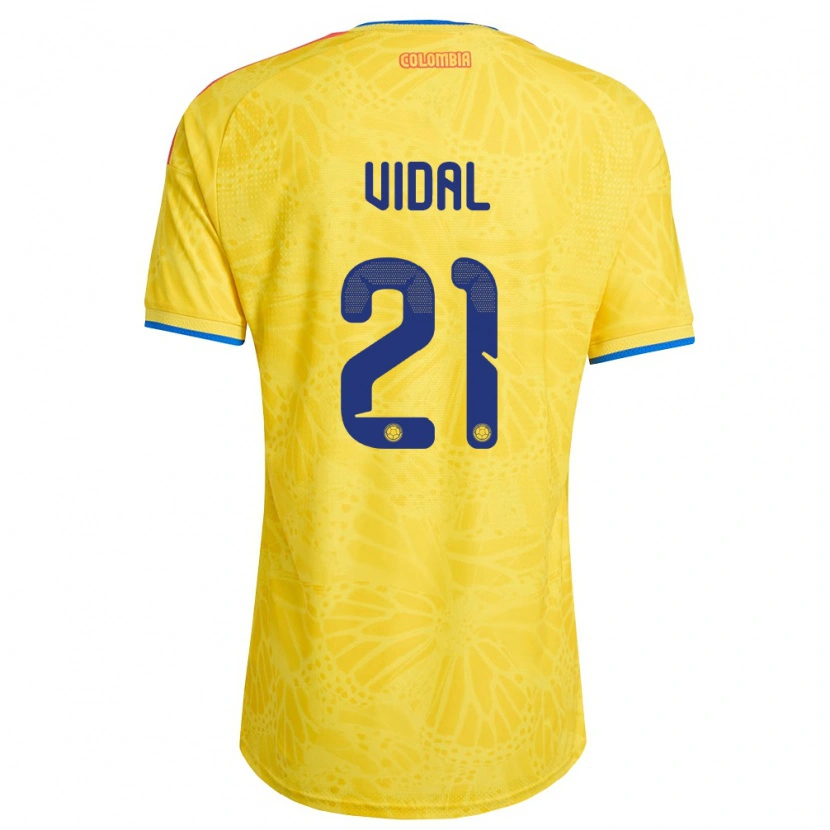 Danxen Niño Camiseta Colombia Ingrid Vidal #21 Amarillo Azul Rojo 1ª Equipación 26-28 La Camisa