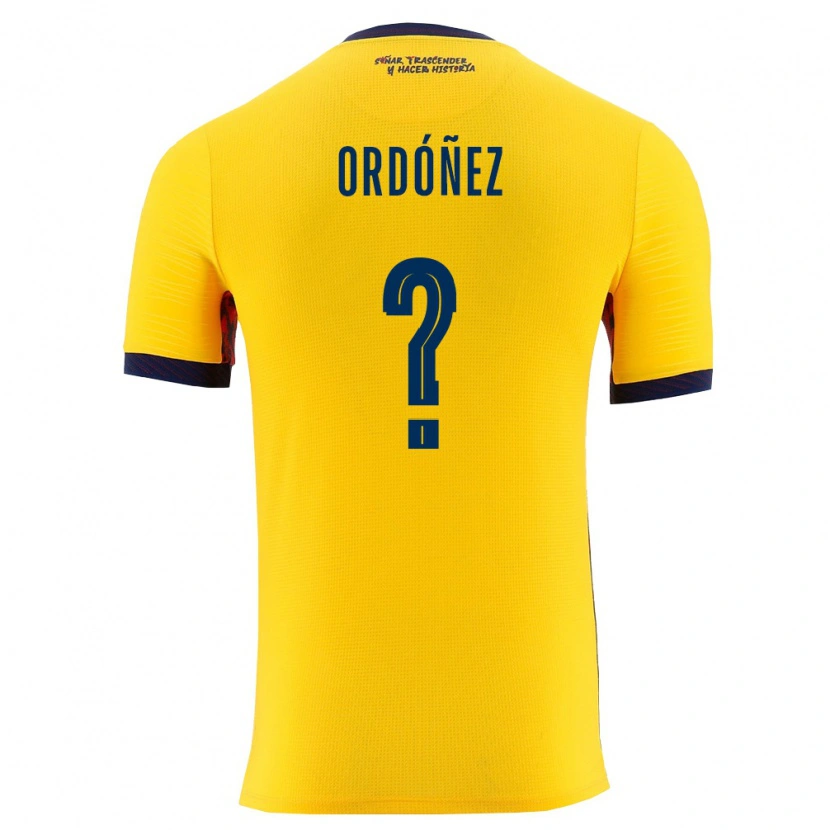 Danxen Niño Camiseta Ecuador Deinner Ordóñez #0 Amarillo Marino 1ª Equipación 26-28 La Camisa