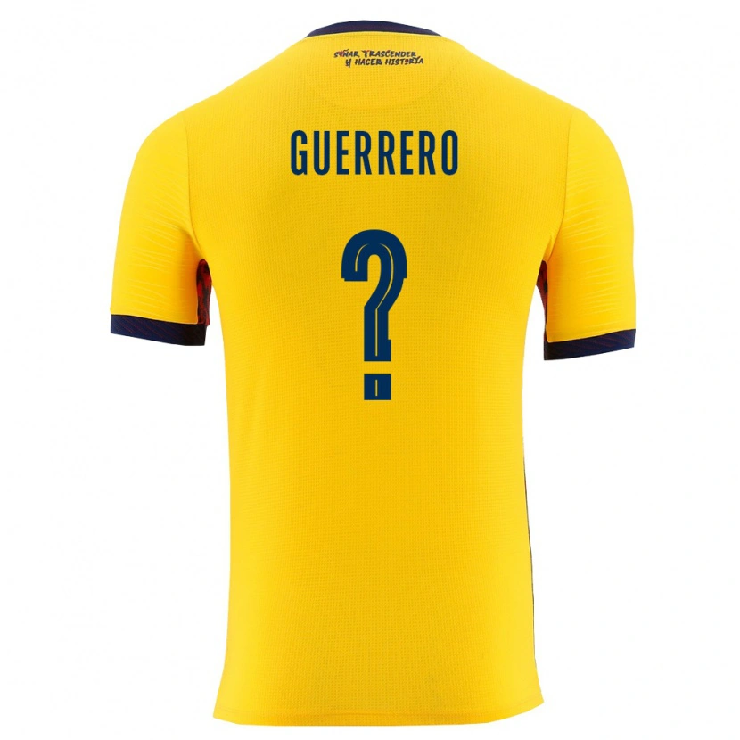 Danxen Niño Camiseta Ecuador Johan Guerrero #0 Amarillo Marino 1ª Equipación 26-28 La Camisa