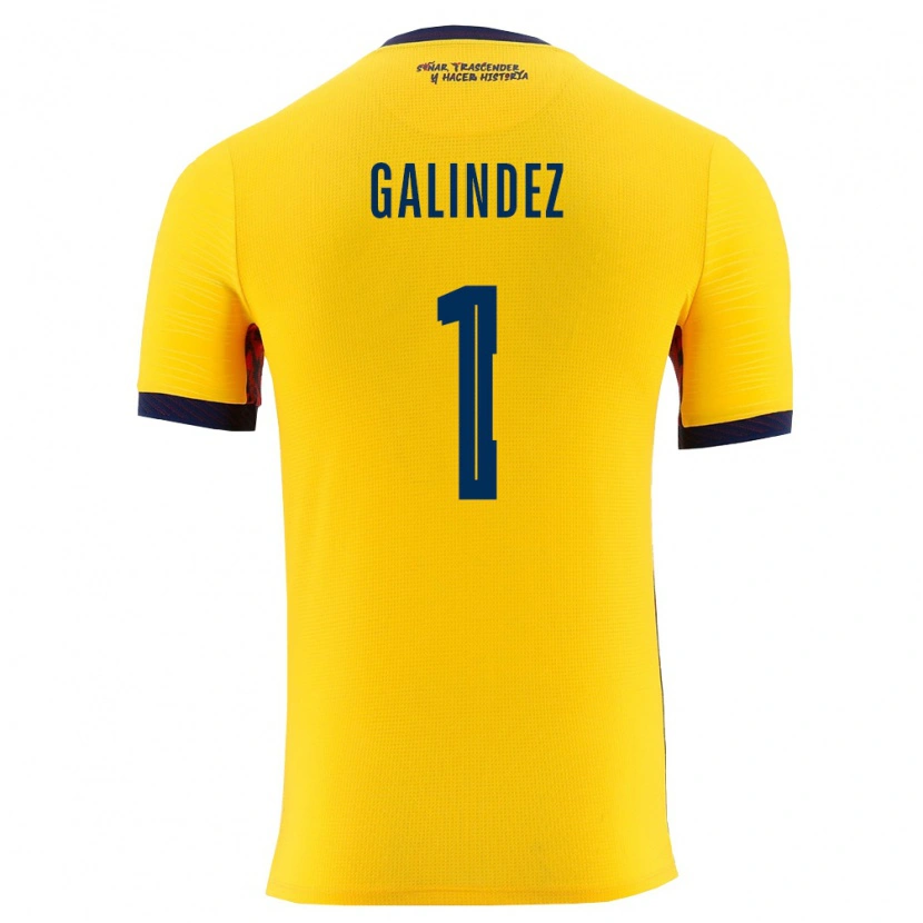 Danxen Niño Camiseta Ecuador Hernán Galíndez #1 Amarillo Marino 1ª Equipación 26-28 La Camisa