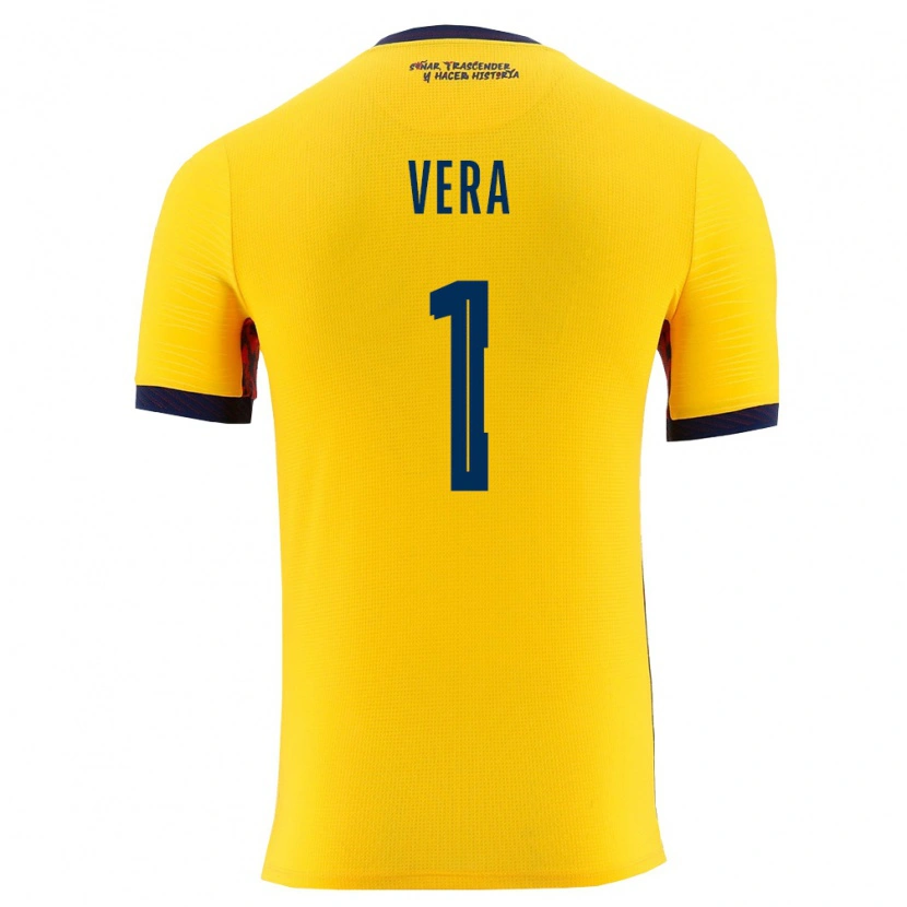 Danxen Niño Camiseta Ecuador Andrea Vera #1 Amarillo Marino 1ª Equipación 26-28 La Camisa