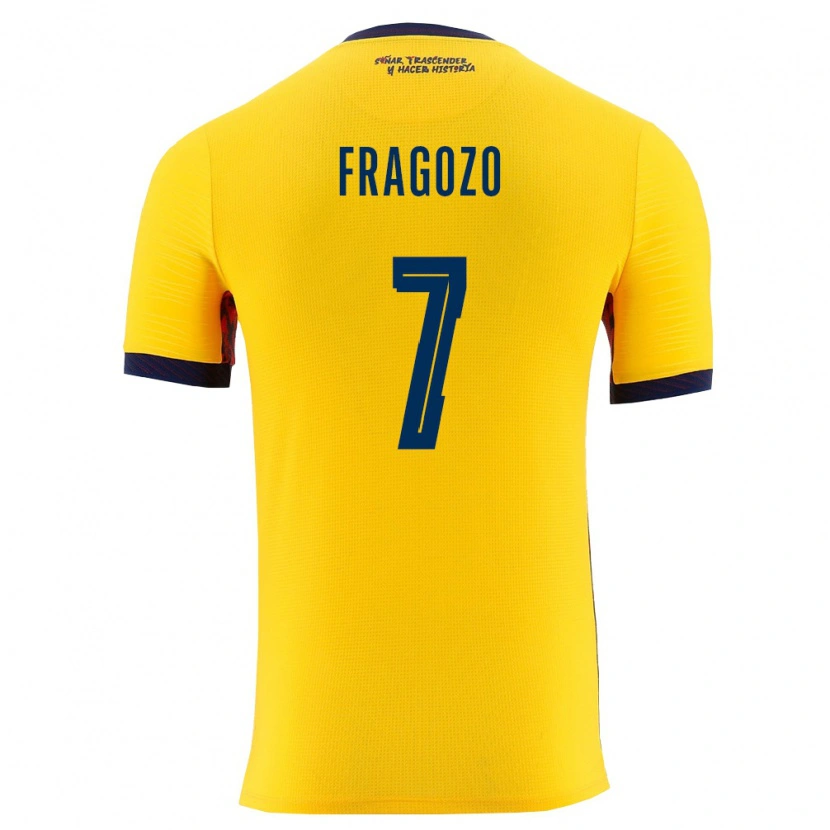 Danxen Niño Camiseta Ecuador Luis Fragozo #7 Amarillo Marino 1ª Equipación 26-28 La Camisa