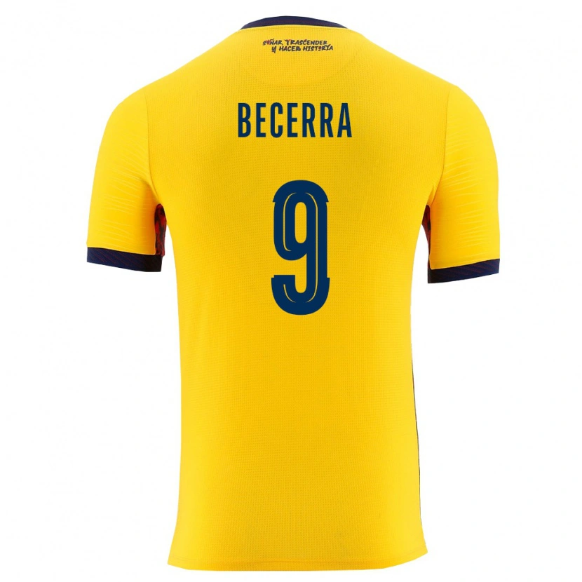 Danxen Niño Camiseta Ecuador Jeesua Becerra #9 Amarillo Marino 1ª Equipación 26-28 La Camisa