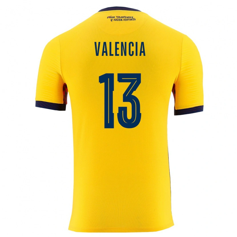 Danxen Niño Camiseta Ecuador Enner Valencia #13 Amarillo Marino 1ª Equipación 26-28 La Camisa