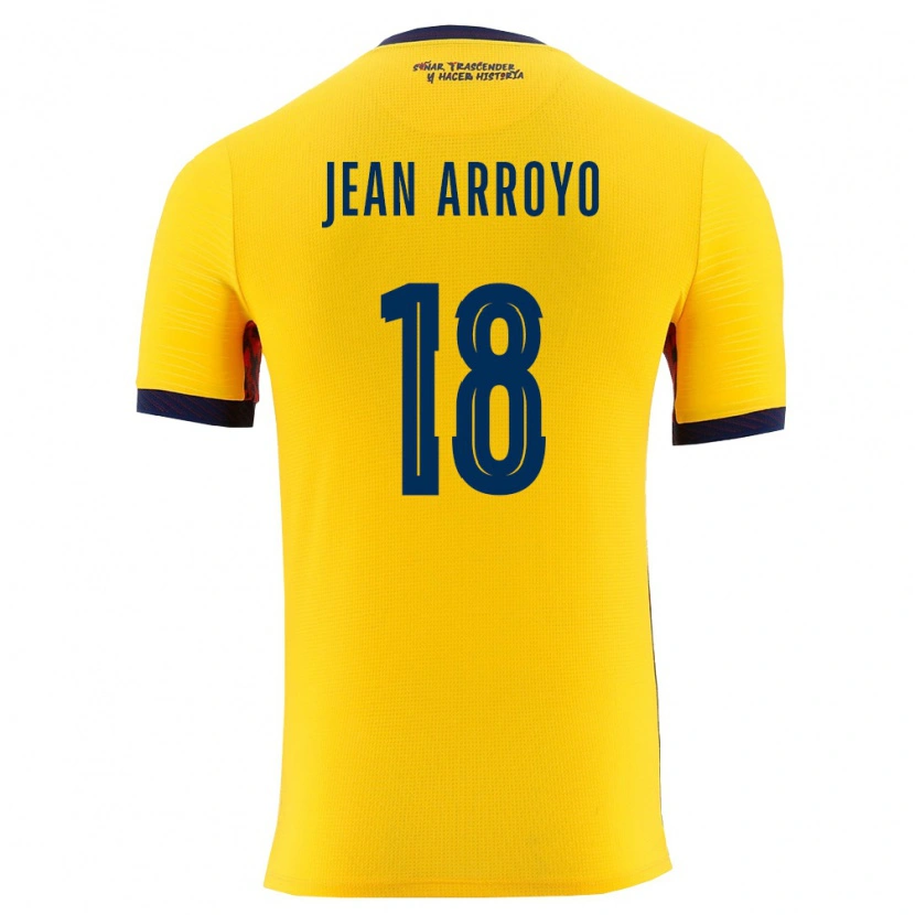 Danxen Niño Camiseta Ecuador Jean Arroyo #18 Amarillo Marino 1ª Equipación 26-28 La Camisa