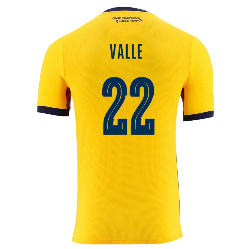 Danxen Niño Camiseta Ecuador Gonzalo Valle #22 Amarillo Marino 1ª Equipación 26-28 La Camisa