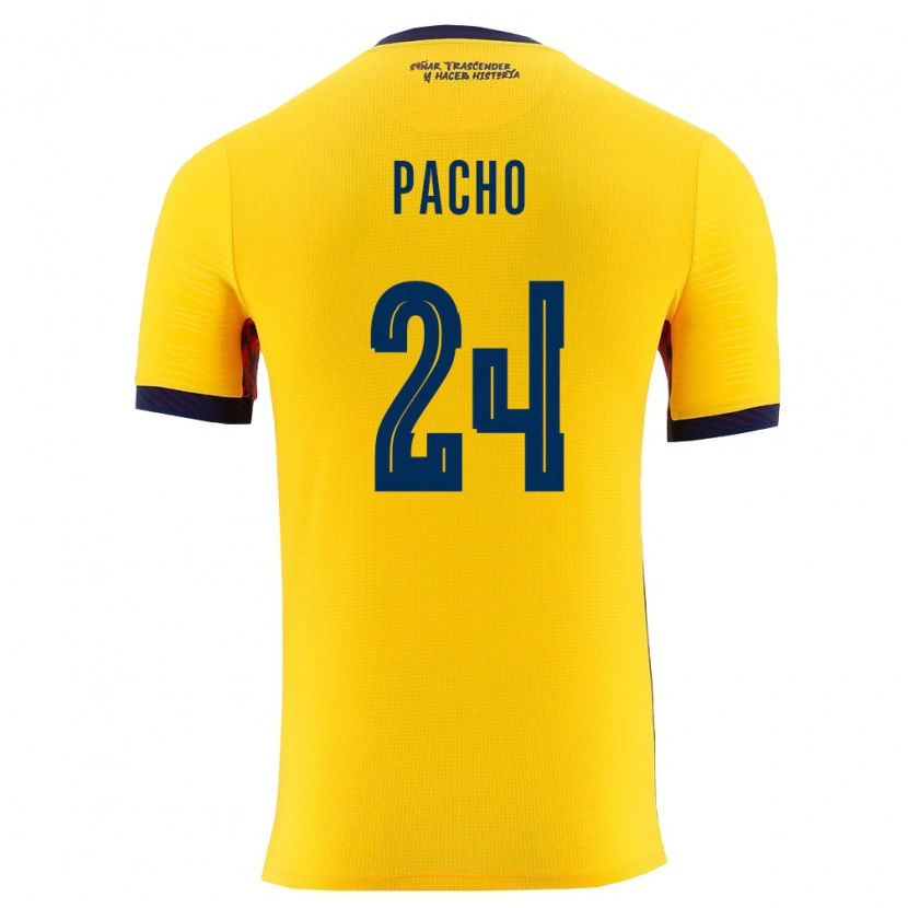 Danxen Niño Camiseta Ecuador William Pacho #24 Amarillo Marino 1ª Equipación 26-28 La Camisa