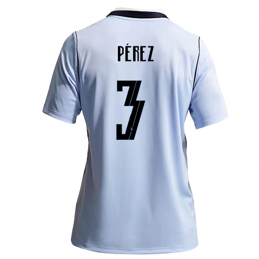 Danxen Niño Camiseta Uruguay Nicolás Pérez #3 Azul Cielo Blanco 1ª Equipación 26-28 La Camisa