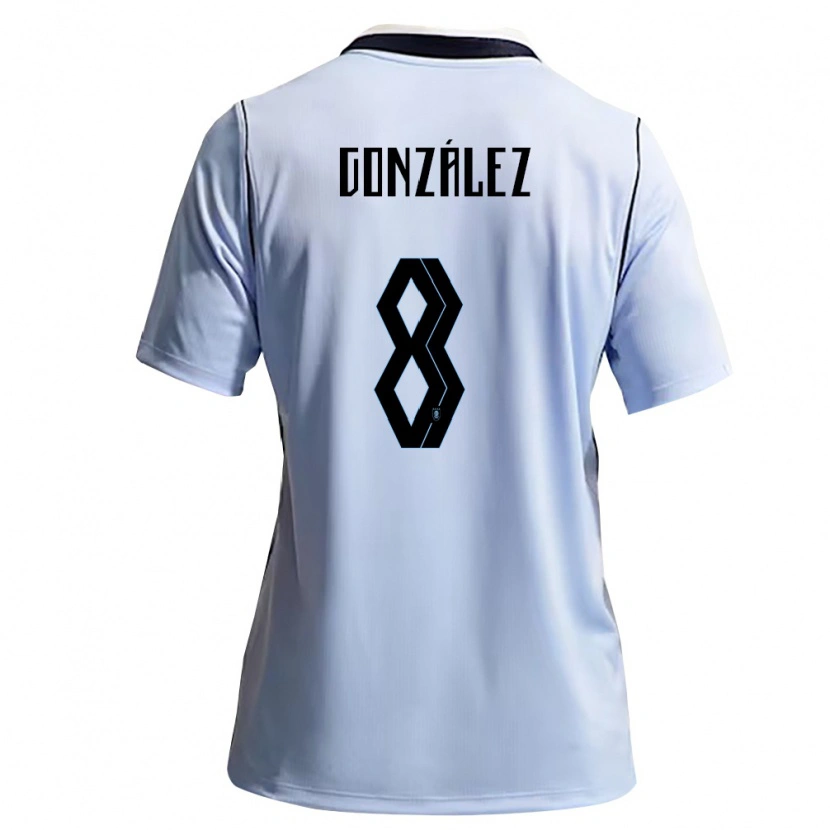 Danxen Niño Camiseta Uruguay Luciano Gonzalez #8 Azul Cielo Blanco 1ª Equipación 26-28 La Camisa
