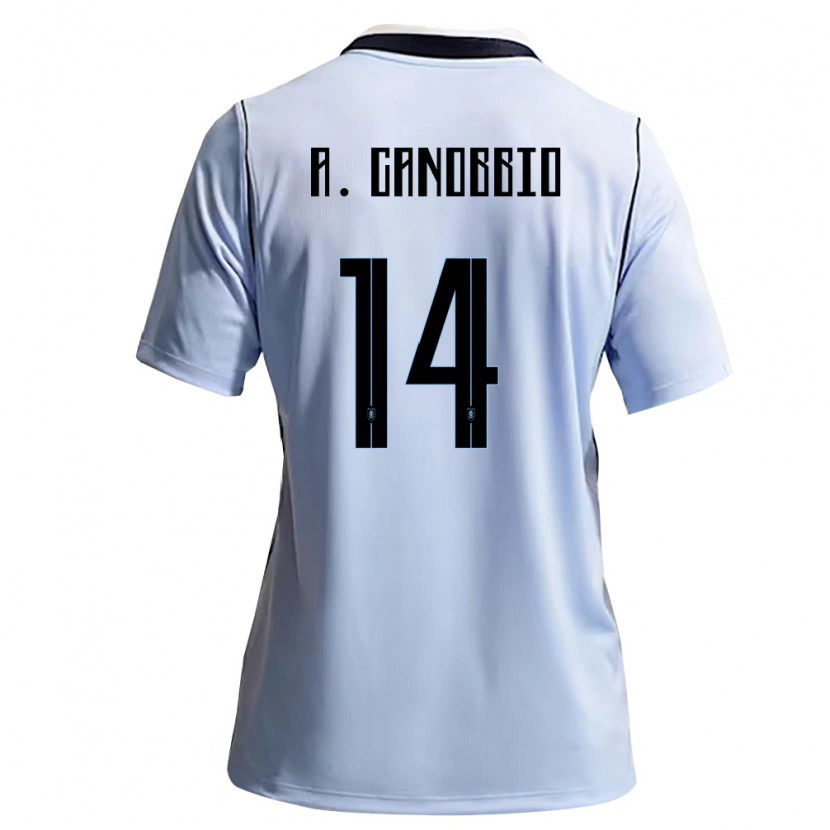 Danxen Niño Camiseta Uruguay Agustín Canobbio #14 Azul Cielo Blanco 1ª Equipación 26-28 La Camisa