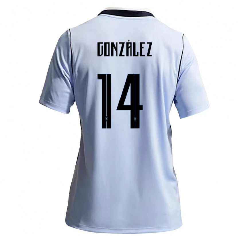 Danxen Niño Camiseta Uruguay Pilar Gonzalez #14 Azul Cielo Blanco 1ª Equipación 26-28 La Camisa