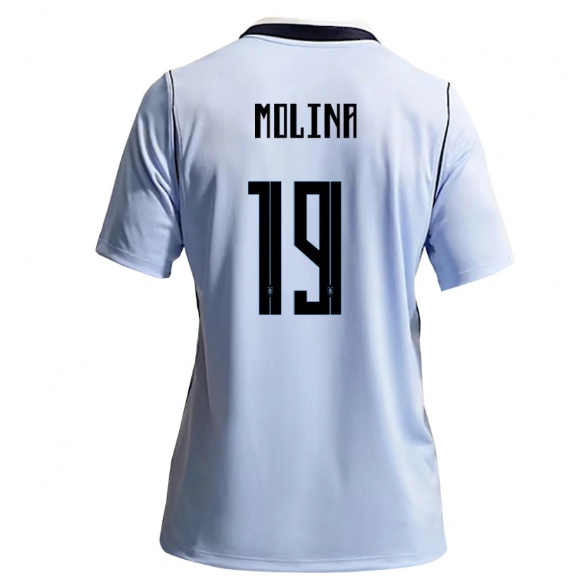 Danxen Niño Camiseta Uruguay Ignacio Molina #19 Azul Cielo Blanco 1ª Equipación 26-28 La Camisa