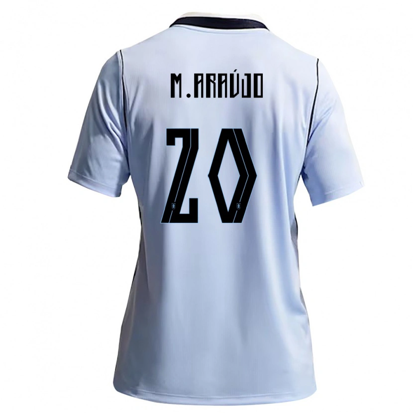 Danxen Niño Camiseta Uruguay Maxi Araújo #20 Azul Cielo Blanco 1ª Equipación 26-28 La Camisa