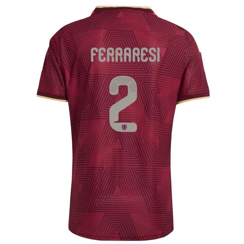Danxen Niño Camiseta Venezuela Nahuel Ferraresi #2 Borgoña Oro Amarillo 1ª Equipación 26-28 La Camisa