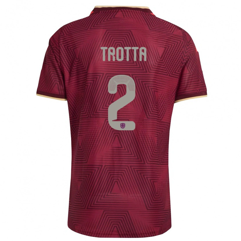 Danxen Niño Camiseta Venezuela Dino Trotta #2 Borgoña Oro Amarillo 1ª Equipación 26-28 La Camisa