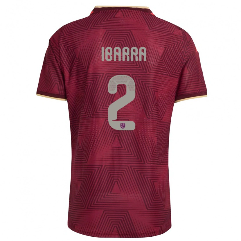 Danxen Niño Camiseta Venezuela Pablo Ibarra #2 Borgoña Oro Amarillo 1ª Equipación 26-28 La Camisa