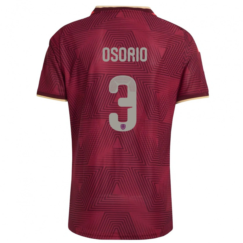 Danxen Niño Camiseta Venezuela Yordan Osorio #3 Borgoña Oro Amarillo 1ª Equipación 26-28 La Camisa