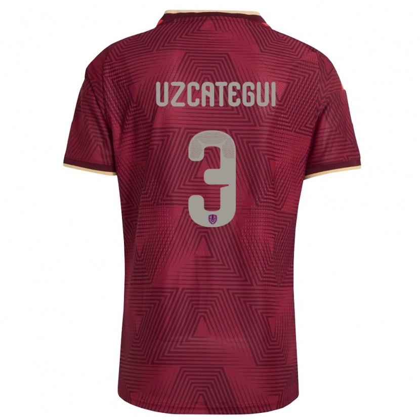 Danxen Niño Camiseta Venezuela Rafael Uzcátegui #3 Borgoña Oro Amarillo 1ª Equipación 26-28 La Camisa