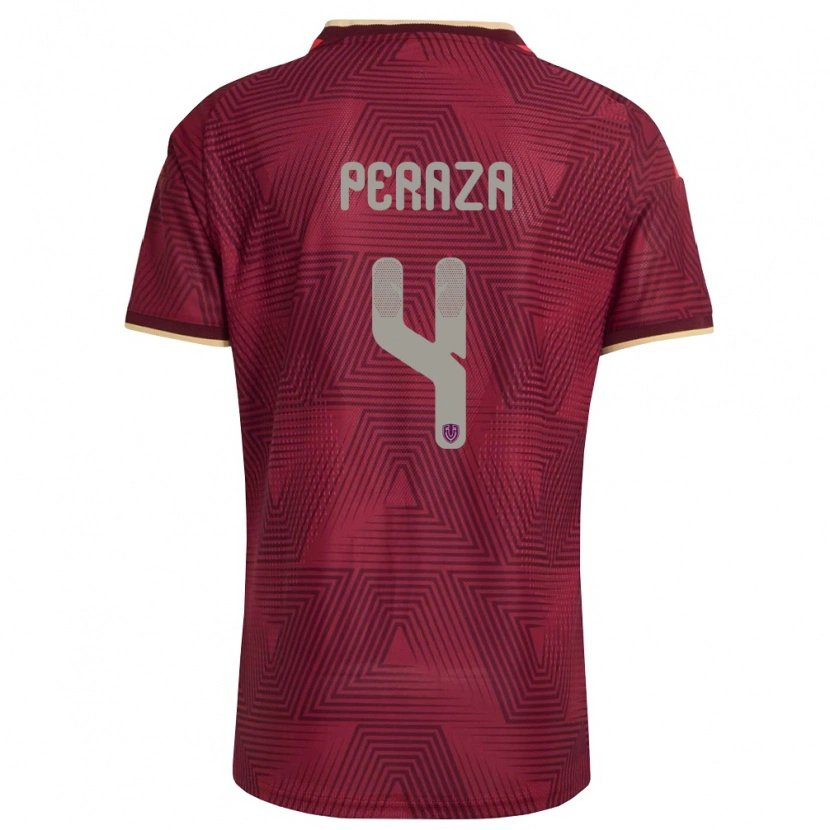 Danxen Niño Camiseta Venezuela María Peraza #4 Borgoña Oro Amarillo 1ª Equipación 26-28 La Camisa