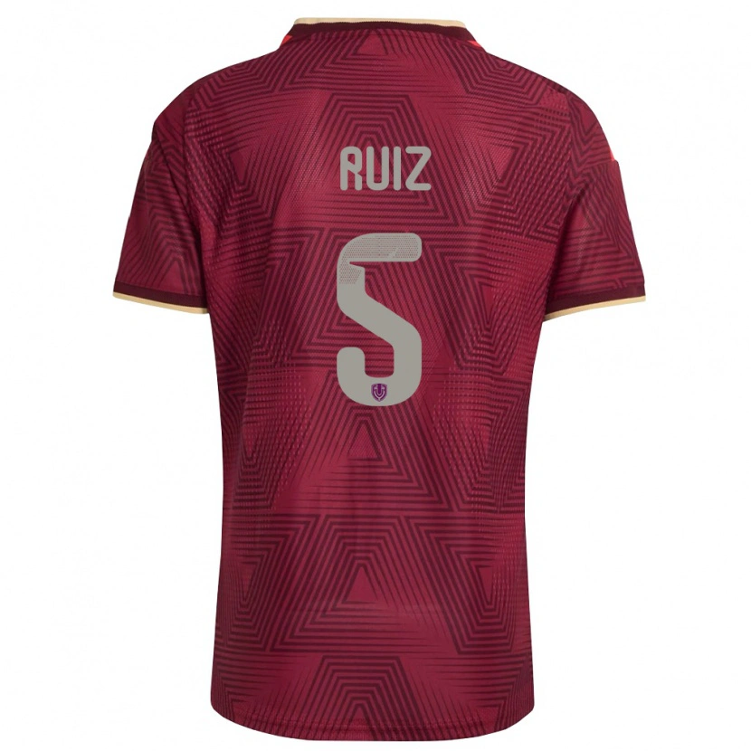 Danxen Niño Camiseta Venezuela Emerson Ruíz #5 Borgoña Oro Amarillo 1ª Equipación 26-28 La Camisa