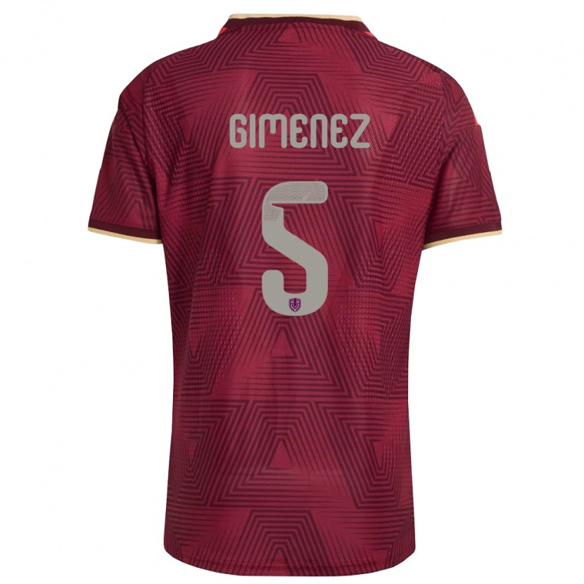 Danxen Niño Camiseta Venezuela Yenifer Giménez #5 Borgoña Oro Amarillo 1ª Equipación 26-28 La Camisa