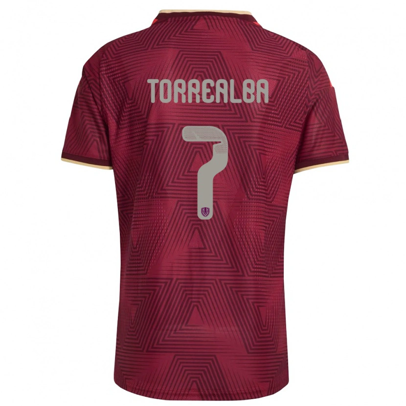 Danxen Niño Camiseta Venezuela Santos Torrealba #7 Borgoña Oro Amarillo 1ª Equipación 26-28 La Camisa