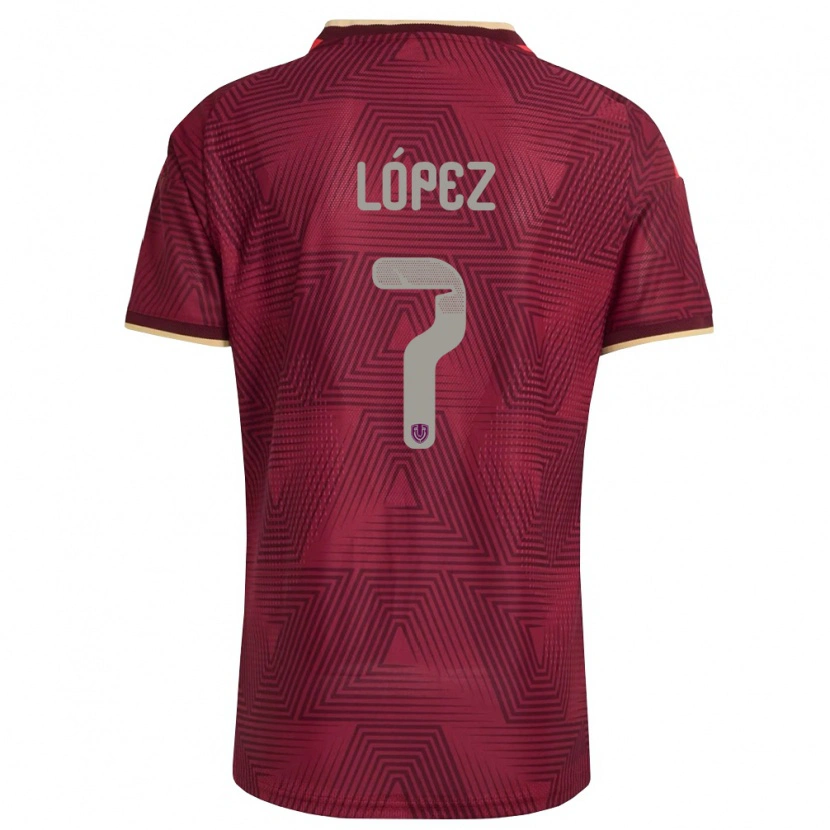 Danxen Niño Camiseta Venezuela José López #7 Borgoña Oro Amarillo 1ª Equipación 26-28 La Camisa