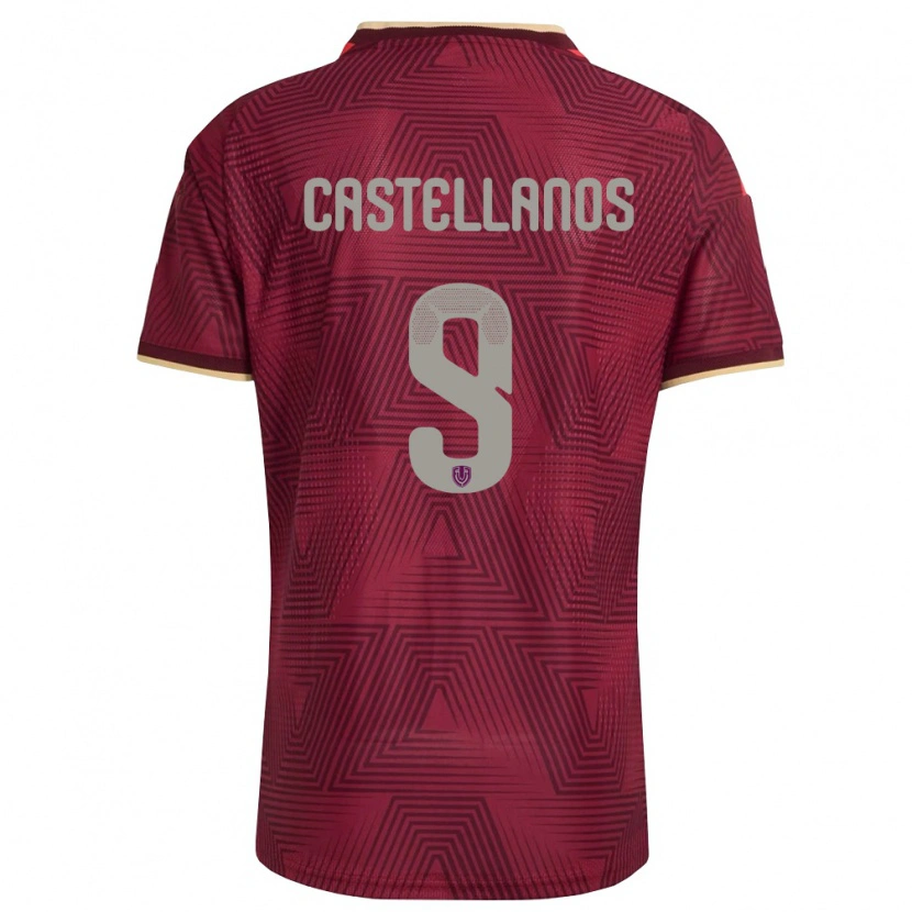 Danxen Niño Camiseta Venezuela Deyna Castellanos #9 Borgoña Oro Amarillo 1ª Equipación 26-28 La Camisa