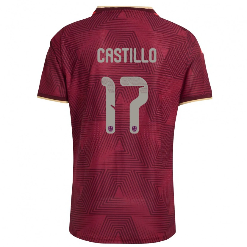 Danxen Niño Camiseta Venezuela Edson Castillo #17 Borgoña Oro Amarillo 1ª Equipación 26-28 La Camisa