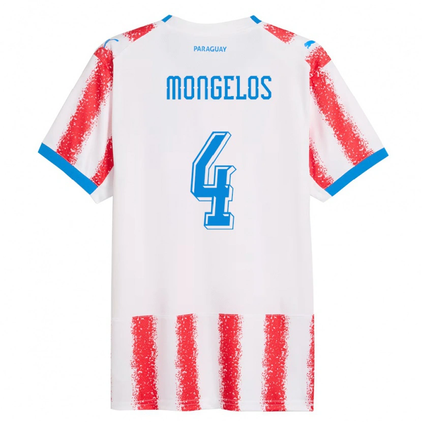 Danxen Niño Camiseta Paraguay Rolando Mongelós #4 Blanco Rojo Azul 1ª Equipación 26-28 La Camisa