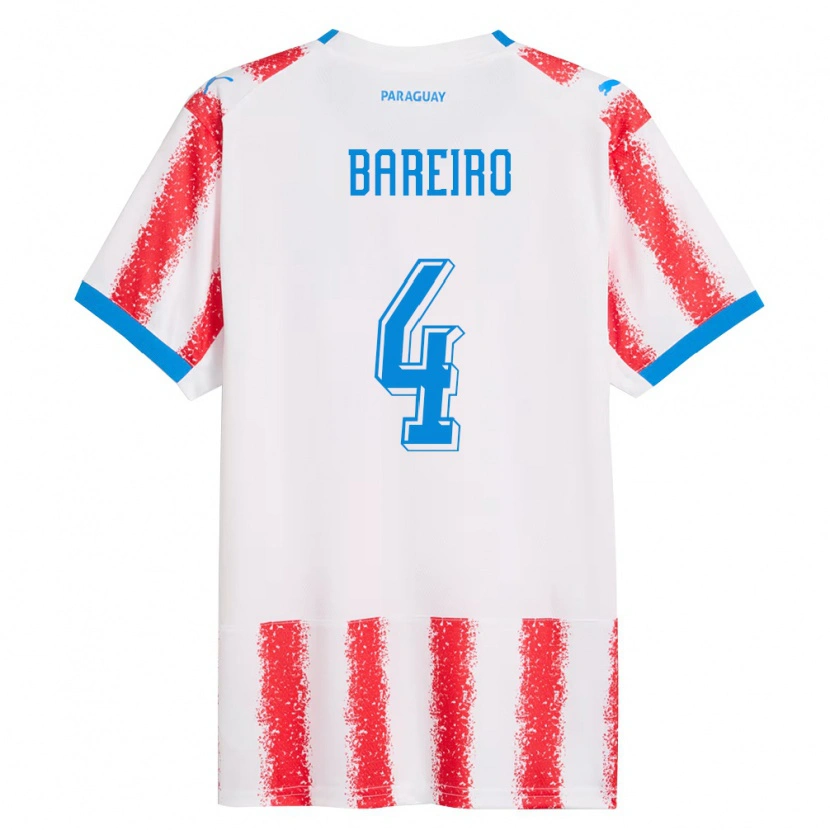 Danxen Niño Camiseta Paraguay Daysy Bareiro #4 Blanco Rojo Azul 1ª Equipación 26-28 La Camisa