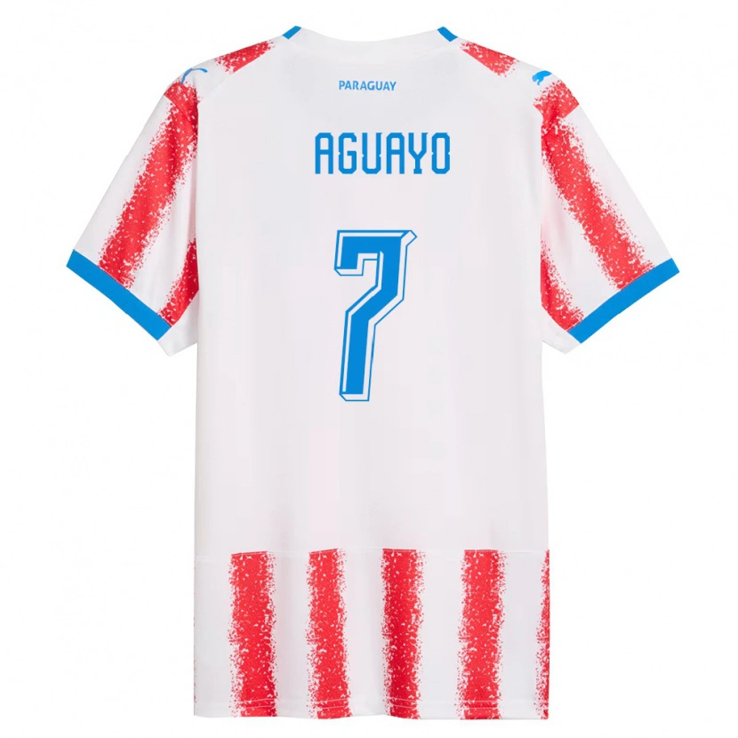 Danxen Niño Camiseta Paraguay Gabriel Aguayo #7 Blanco Rojo Azul 1ª Equipación 26-28 La Camisa