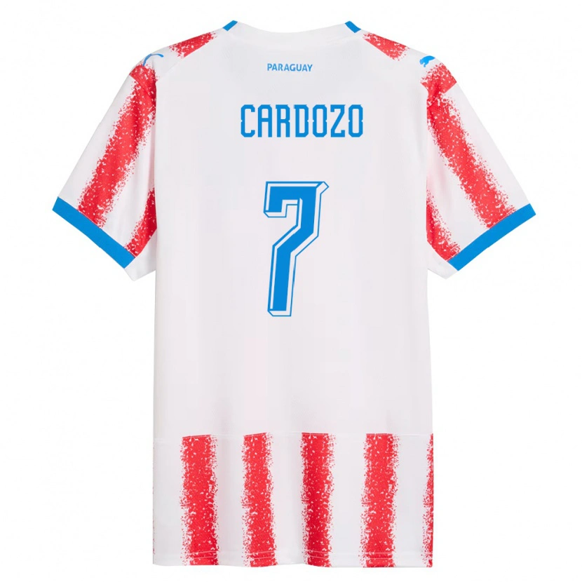 Danxen Niño Camiseta Paraguay Fernando Cardozo #7 Blanco Rojo Azul 1ª Equipación 26-28 La Camisa