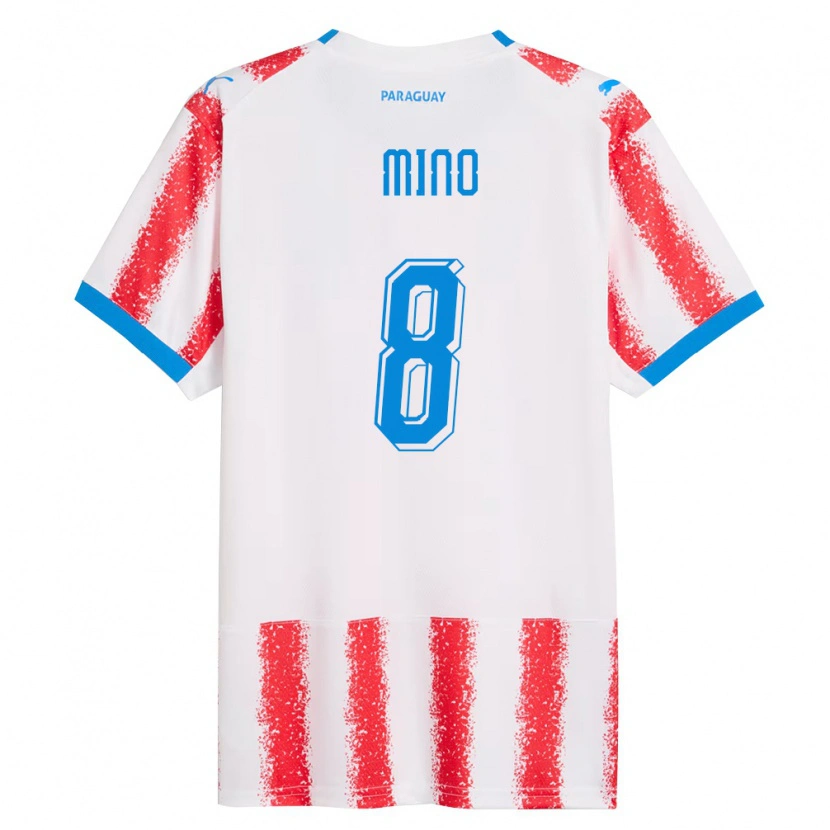 Danxen Niño Camiseta Paraguay Rosa Miño #8 Blanco Rojo Azul 1ª Equipación 26-28 La Camisa